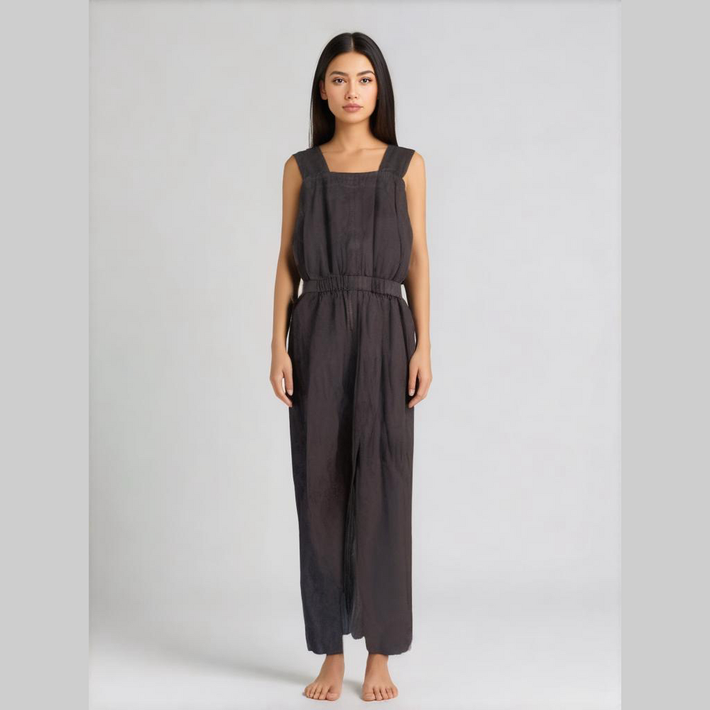 Everlane The Fatigue Apron Jumpsuit organic canvas charcoal black summer size 2